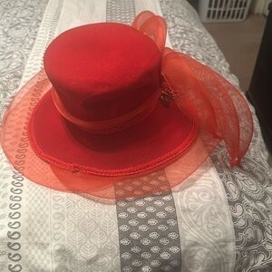 Ladies Red hat, slightly worn.